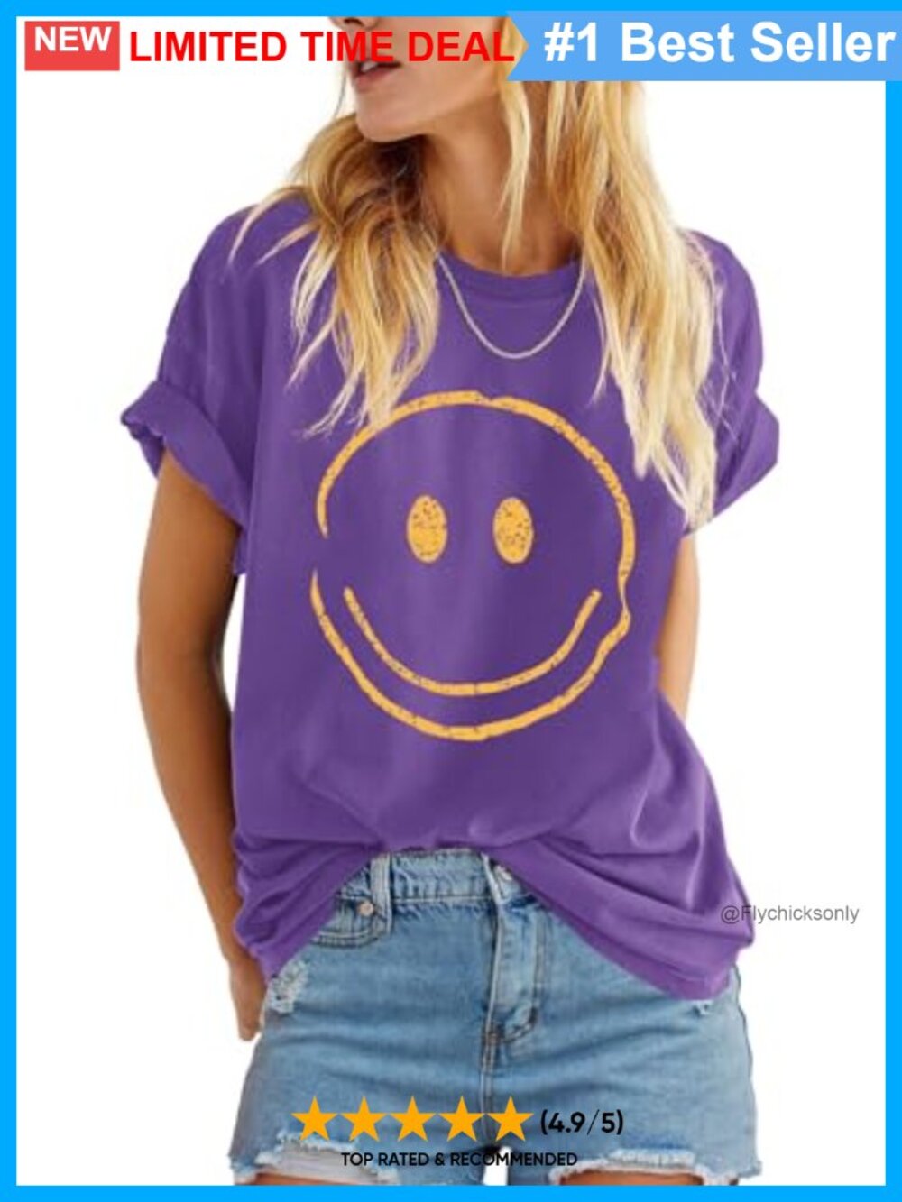 Womens Smile Face Graphic T-Shirt Short Sleeve Crew Neck Loose Fit Casual Tee